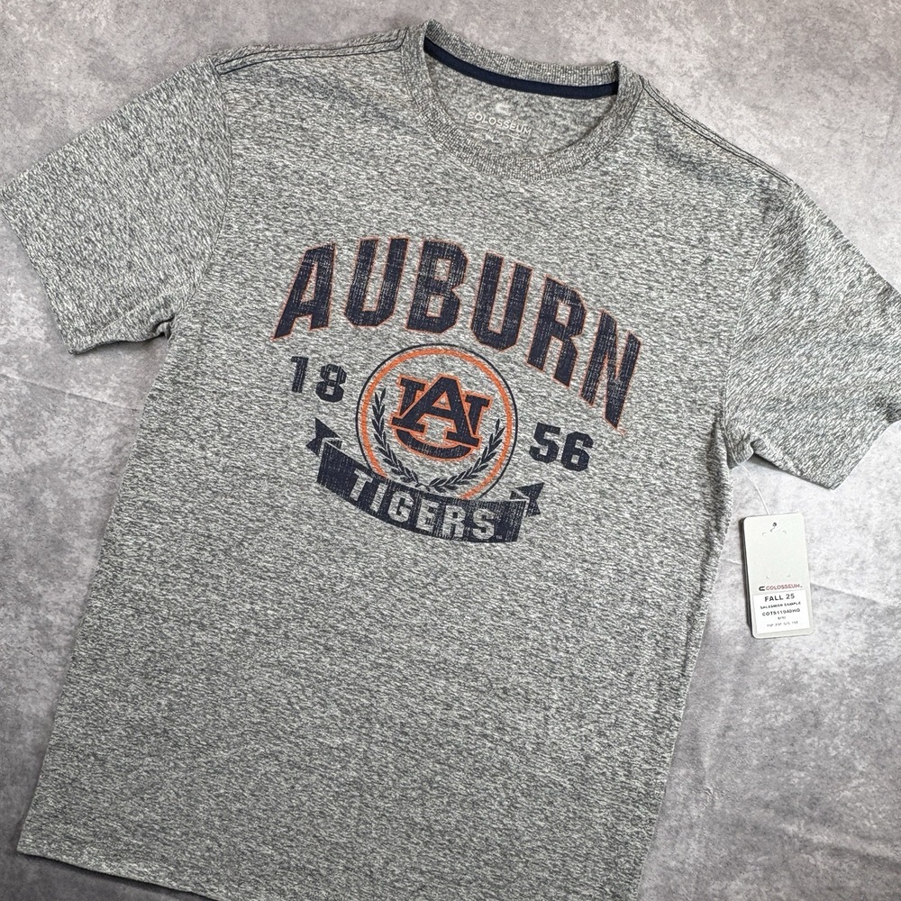 Auburn University Tigers T Shirt Mens L Gray College Preppy 1856 Rare Sample NEW